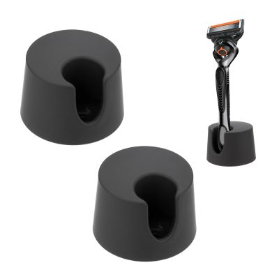 Ajrwiiy 2 Pack Razor Holder Compatible with gillette Razor, Razor Alloy Stand for Men's Razor, Razor Storage Sase Contains Drainage Hole, Scratch Proof, Suitable for Various Razor Handles, Black