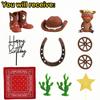 12 PCS Cowboy Cake Toppers, Western Cowboy Boot Hat Horse Cake Decorations for Western Cowboy Theme Baby Shower Birthday Party Supplies view 2