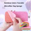 12 Layer Microfiber Sponge, Microfiber Sponge Block, Layered Microfiber Sponge for Kitchen, Rainbow Colors Tearable Microfiber Rag Sponge (5Pcs,12 * 7cm) view 4