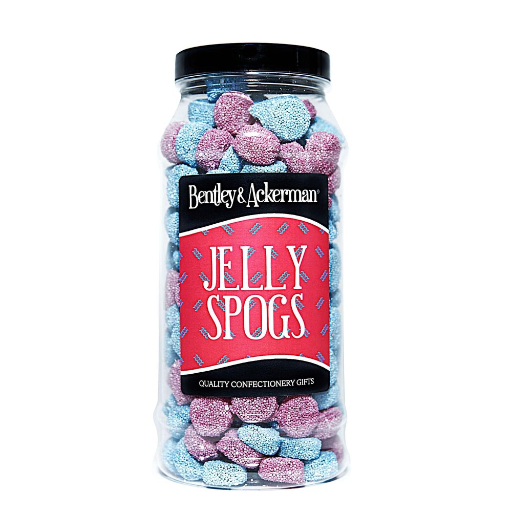 Bentley & Ackerman Jelly Spogs Gift Jar 645g Traditional Liquorice & Jelly Retro Sweets Classic Old Fashioned Sweet Shop Candy Jar
