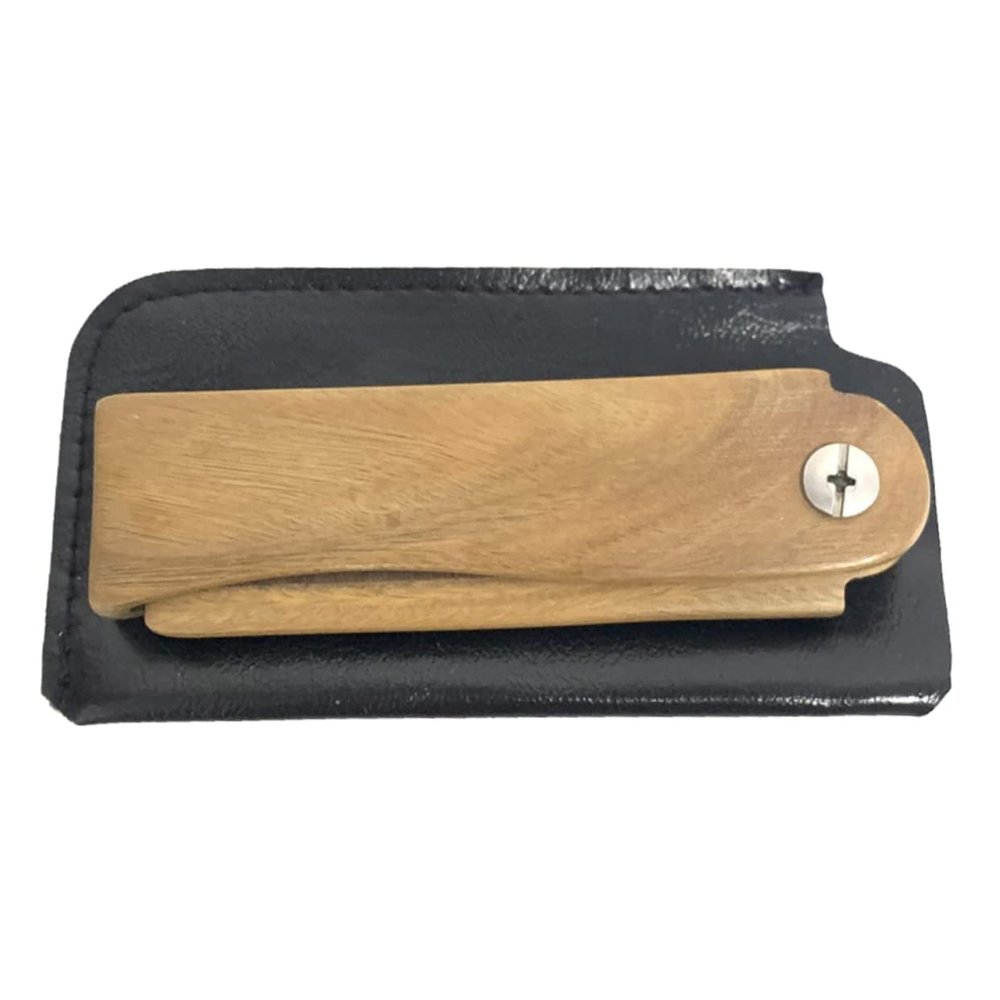 ASAKKURA Folding Wooden Beard Comb with Leather Case Oil Comb for Styling Suitable for Outdoor Travel and Home Use