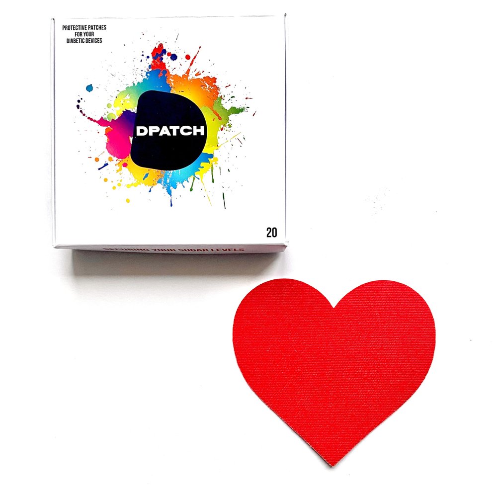 DPatch Guardian 4 Cover Patches Sensor - Waterproof, Unique Non-Stick Centre, Breathable, Long-Lasting Adhesion for Your Guardian Sensor - 20 Pack Heart Shape (Red)