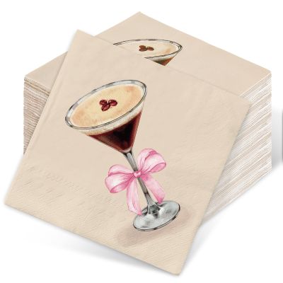 FYSUIMU 100Pcs Espresso Martini Paper Napkin Brown Luncheon Napkin A Tini Bit Older Disposable Dinner Napkin for Bachelorette Home Party Supplies