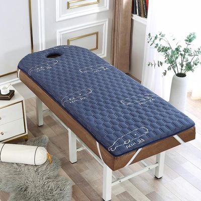 LDLCYCN Blue,180 * 60cm, Memory Foam Massage Table Topper Thicken 6Cm Non-Slip Latex Spa Bed Mattress Pad with Face Hole Massage Accessories Protective Pad for Beauty Salon Round Head