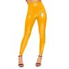 XINLIANYI Women Skinny PVC Pants Leggings High Waist Casual Pencil Pants Latex Ankle-Length Bodycon Yellow view 1