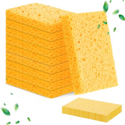 10 Pack Kitchen Sponges Natural Cellulose Cleaning Sponges, Non-Scratch Sponges Reusable Scourer Sponges for Dishes, Home, Car, Bathroom
