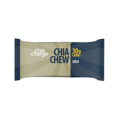 Chia Charge High Energy Chews for Running, Cycling, Hiking, Fitness, and Sports, Gel and Drink Alternative with Pink Himalayan Salt and Milled Chia Seeds, 30g Carbs, Cola Flavor, 4 Pack