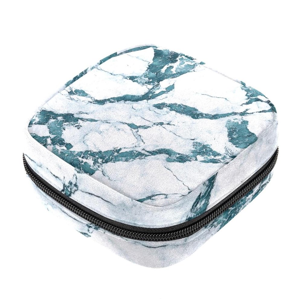 Marble Texture First Period Kit for Girls, Tampon Pantyliners Menstrual Purse, Nursing Pad Holder with Zipper, Sanitary Collect Napkin Bag Organizer