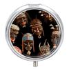 African Ritual Ethnic Tribal Pill Box Medicine Pill Organizer 3 Compartment Daily Pill Case Small Pill Container Round Pill Holder Travel Pill Box Metal Pill Case for Purse Pocket view 1