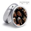 African Ritual Ethnic Tribal Pill Box Medicine Pill Organizer 3 Compartment Daily Pill Case Small Pill Container Round Pill Holder Travel Pill Box Metal Pill Case for Purse Pocket view 2