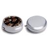 African Ritual Ethnic Tribal Pill Box Medicine Pill Organizer 3 Compartment Daily Pill Case Small Pill Container Round Pill Holder Travel Pill Box Metal Pill Case for Purse Pocket view 3