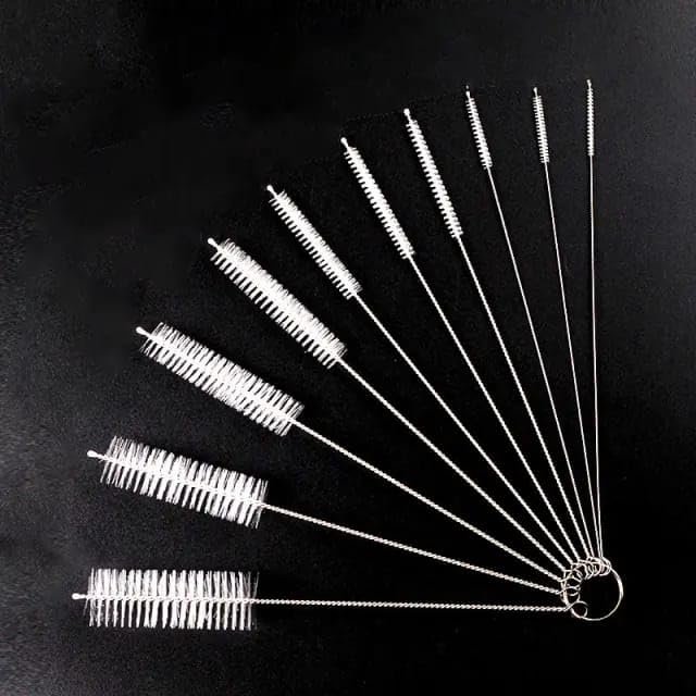 10 Pcs Nylon Straw Cleaning Brush Set Bottle Pipe Cleaner Brushes for Straws, Kettles, Tubes & Spouts Flexible Stainless Steel Wire with High-Density Nylon Bristles Multi-Size Pipe Cleaner Set