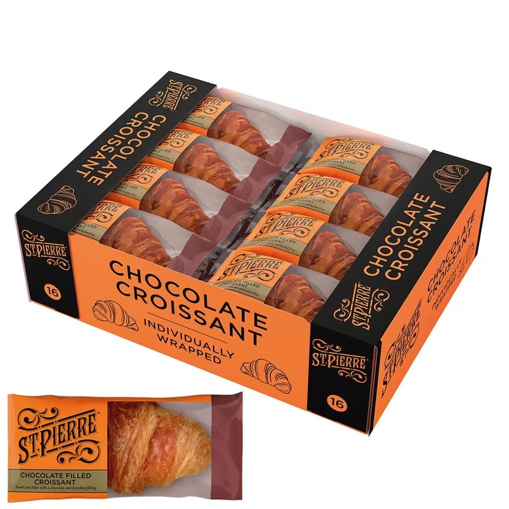FAKHRI Chocolate Filled Croissant Soft & Flaky Pastry with Rich Cocoa Filling 16 x 55g Individually Wrapped Snacks