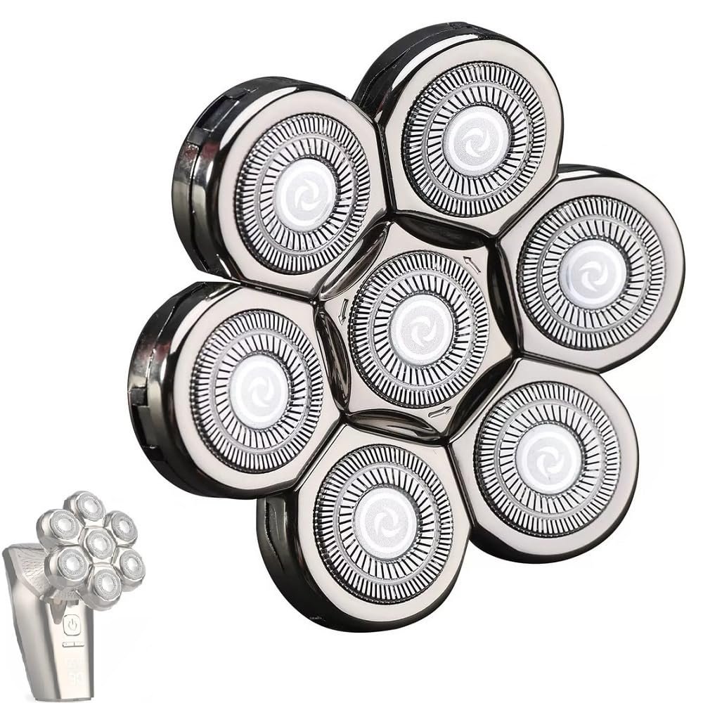 BAAQII 7D Electric Shaver Heads Replacement for 7 Heads Rotary Electric Shaver Razors Universal Blades Head Replacement Head Razors for Bald Men