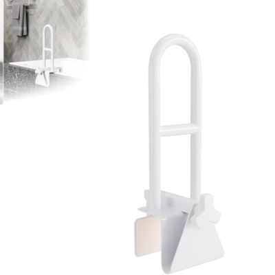PLOTSAGE Bathtub Support Grab Bar, Height Adjustable, Non-Slip, Heavy Duty Construction, Tool-Free Assembly, Ideal for Seniors and People with Limited Mobility,White