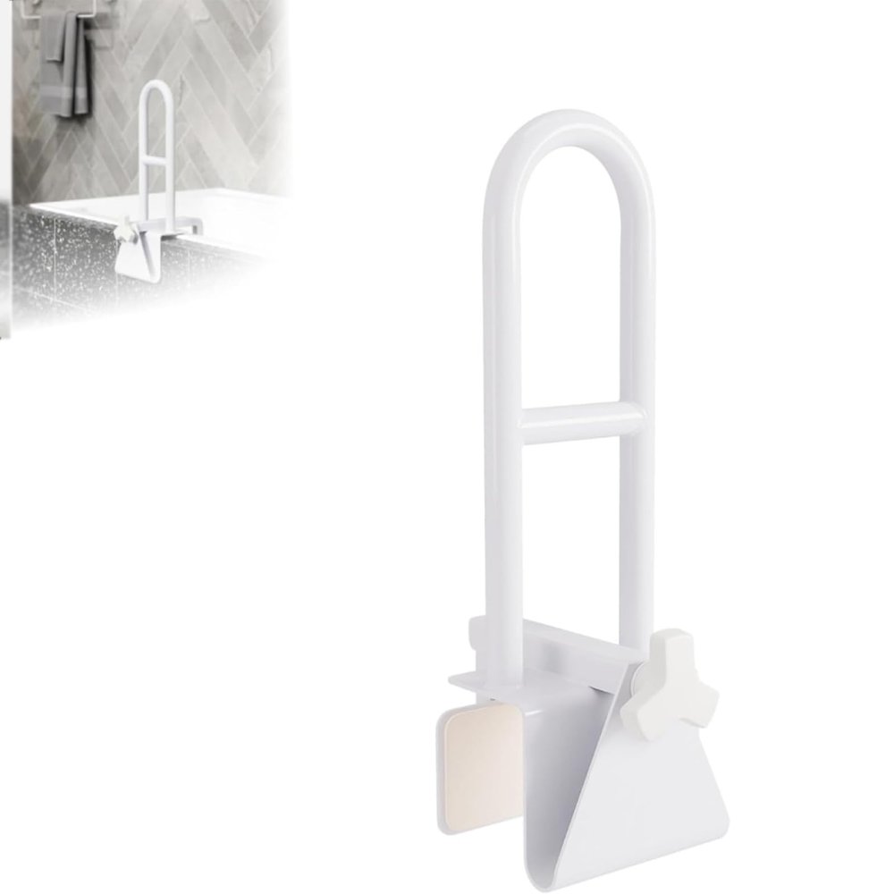 PLOTSAGE Bathtub Support Grab Bar, Height Adjustable, Non-Slip, Heavy Duty Construction, Tool-Free Assembly, Ideal for Seniors and People with Limited Mobility,White