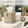 4 Pack Seagrass Tissue Box Cover Square Woven Tissue Box Holder Square Boho Decor Tissue Holder with Lid Farmhouse Tissue Box Cover for Toilet Bathroom Living Room Kitchen Bedroom Office Dorm view 3