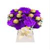 Chocolate and Flowers Hamper Bouquet Roses For Women Men With Ferero Rocheir and Lindr lind Sweets Personalised Pink Purple Gold Red Blue Sweets Candy Presents (Small) view 1