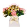 Gifts Chocolate and Roses Hamper Flower Bouquet For Women Men With Ferero Rocheir and Lindr lind Sweets Personalised Pink Purple Gold Red Blue Sweets Candy Presents (Large) view 1