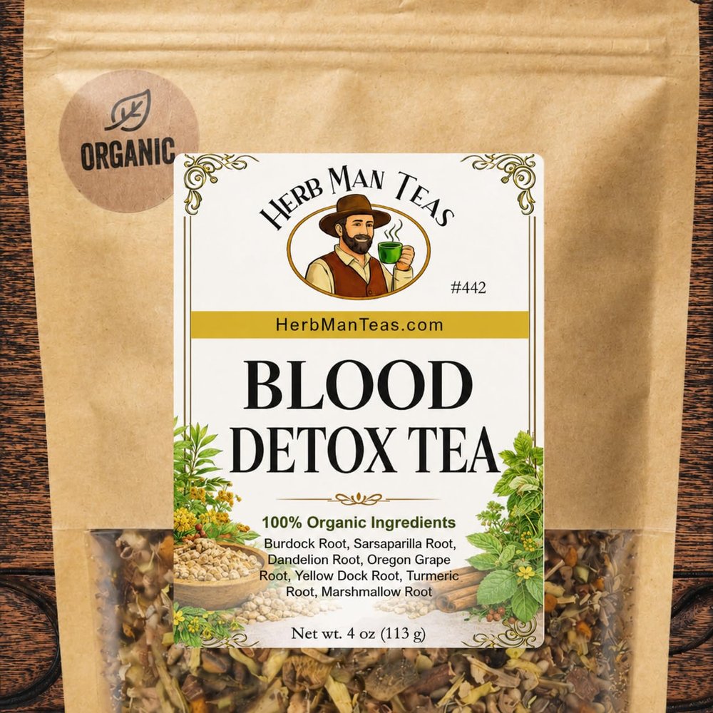 BLOOD DETOX TEA Cleanses the Blood, Supports Liver Function & Improves Skin Conditions with Sarsaparilla Root, Burdock Root, Dandelion Root, Yellow Dock Root, Oregon Grape Root & Turmeric Premium