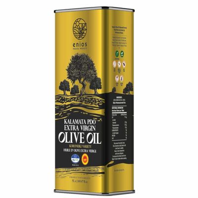 Enios Greek PDO Kalamata Extra Virgin Olive Oil. First cold-pressed. Low acidity. New Harvest 2025-2026. Best Before: Jan-2027 (5L)