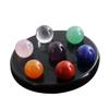 7 Chakra Gemstone Ball Sphere Set Black Crystal Stand view 1