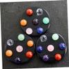 7 Chakra Gemstone Ball Sphere Set Black Crystal Stand view 4