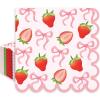 JarThenaAMCS 50Pcs Pink Bow Strawberry Napkins Summer Fruit Disposable Napkins Scalloped Edge Paper Luncheon Dinner Napkins for Party Table Supplies view 1