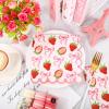 JarThenaAMCS 50Pcs Pink Bow Strawberry Napkins Summer Fruit Disposable Napkins Scalloped Edge Paper Luncheon Dinner Napkins for Party Table Supplies view 4