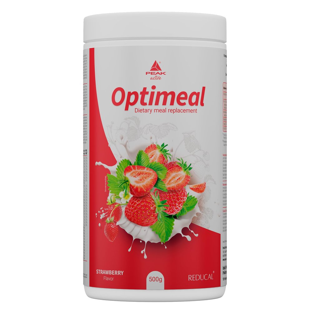 PEAK Optimeal - 500g Flavour Strawberry I 10 servings I Dietary Meal Replacement I Low-Carb diet meal replacement with high-content of proteins, fibre, vitamins & minerals