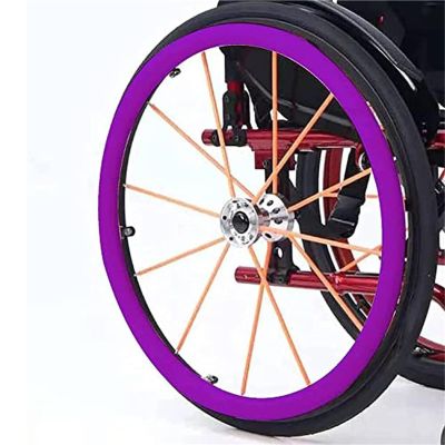 22/24 Inch Wheelchair Cover,Wheelchair Push Rim Covers,1 Pair Silicone Wheelchair Cover,Non-Slip Wear-Resistant Rear Wheel Push Ring Protective Cover(Purple,24in)