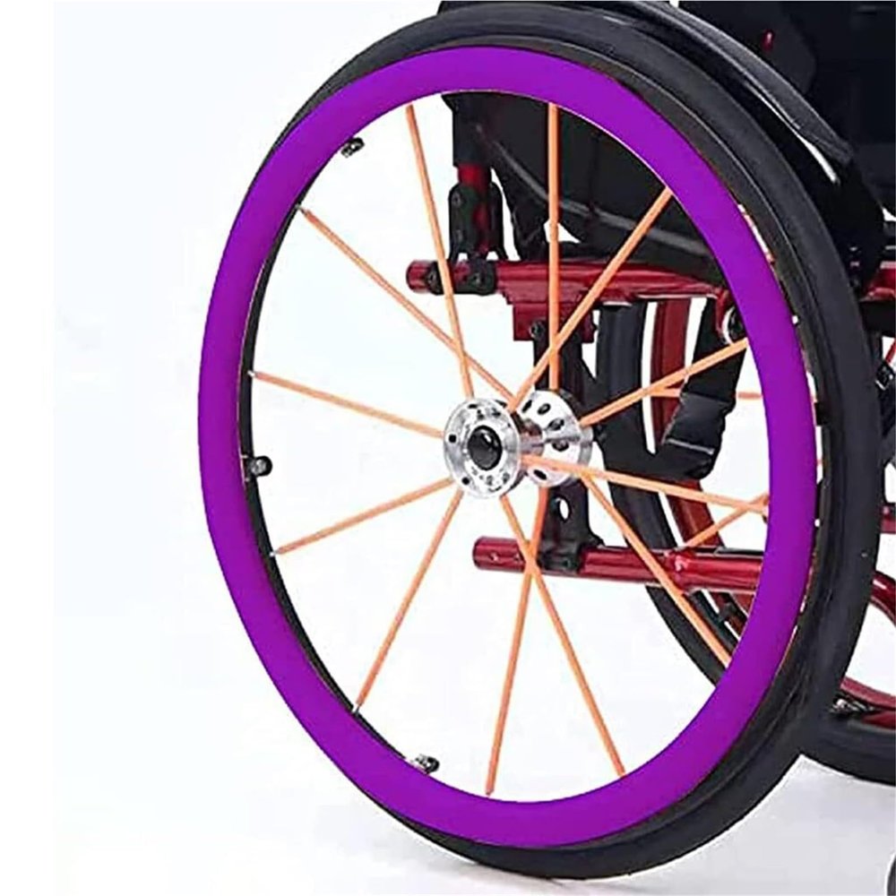 22/24 Inch Wheelchair Cover,Wheelchair Push Rim Covers,1 Pair Silicone Wheelchair Cover,Non-Slip Wear-Resistant Rear Wheel Push Ring Protective Cover(Purple,24in)