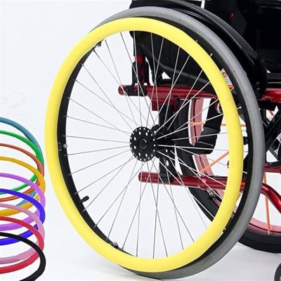 Wheelchair Rear Wheel Grips Cover - 22in Wheelchair Push Rim Covers, Silicone Wheelchair Push Rings, Non-Slip, Wear-Resistant, Improve Grip and Traction(22in,Yellow)