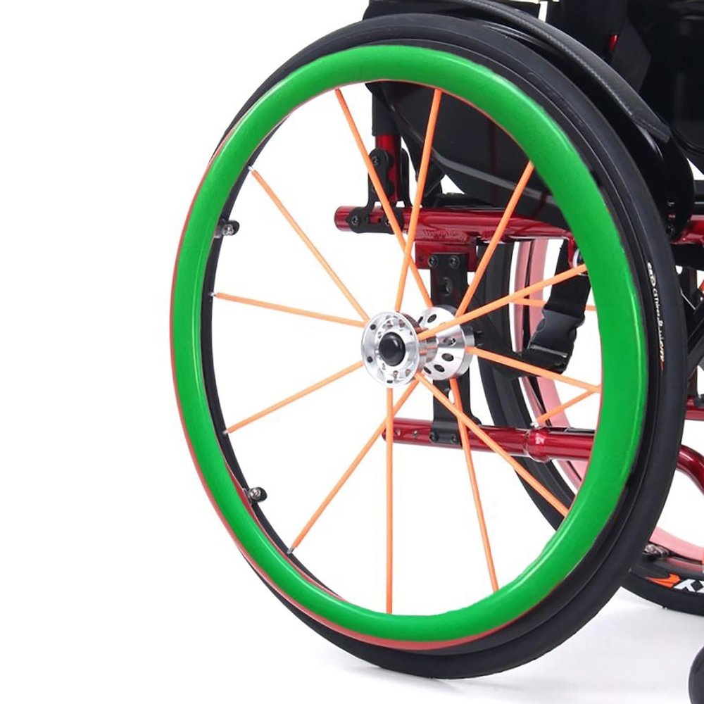 1Pair Wheelchair Push Rim Covers, 22/24in Non-Slip Rear Wheel Sports Wheelchair Rubber Cover, Wear-Resistant, Improve Grip and Traction(Green,24in)