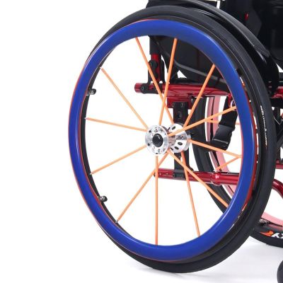 1Pair Wheelchair Push Rim Covers, 22/24in Non-Slip Rear Wheel Sports Wheelchair Rubber Cover, Wear-Resistant, Improve Grip and Traction(Blue,22in)