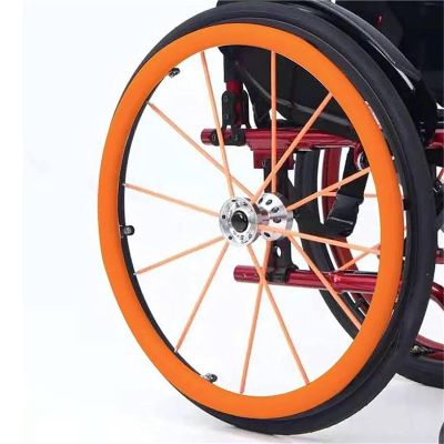 22/24 Inch Wheelchair Cover,Wheelchair Push Rim Covers,1 Pair Silicone Wheelchair Cover,Non-Slip Wear-Resistant Rear Wheel Push Ring Protective Cover(Orange,24in)