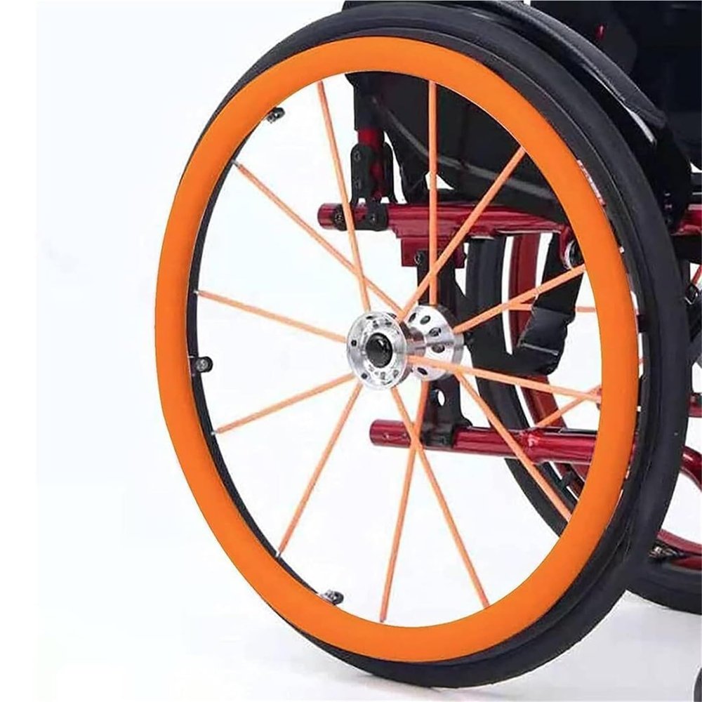 22/24 Inch Wheelchair Cover,Wheelchair Push Rim Covers,1 Pair Silicone Wheelchair Cover,Non-Slip Wear-Resistant Rear Wheel Push Ring Protective Cover(Orange,24in)