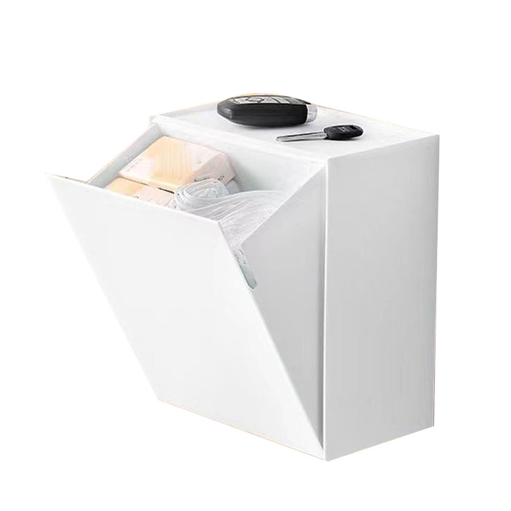 Beufee Wall Mounted Storage Box, Wall Mounted Storage Organizer Flip Lid Design Space Saving Large Capacity for Cotton Swab Floss Tissue (plastic)