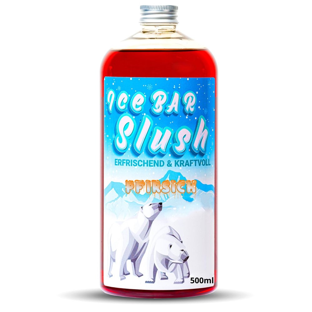 ICE Bear Syrup AZO and Glycerine Free | 500 ml Bottle | Concentrate for Slushy Drinks Maker Ice Slush Machines Ice Machines 1:5 to 1:20 (500 ml, Peach)