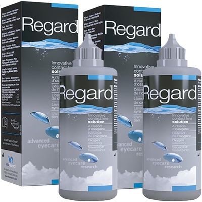 Avzor Regard 2x355ml - Solution for Cleaning, Disinfecting, and Rehydrating Contact Lenses - Preservative-Free - Oxygen-Based Cleaning - Complete Eye Health