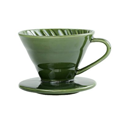 Ceramic Coffee Dripper Filter, 60Angle Tapered Hand Brew Coffee Cup Drip, Reusable Porcelain Pour Over Coffee Dripper, Retro Filter Coffee Set For Travel Camping Office HomeO(Green)