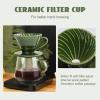 Ceramic Coffee Dripper Filter, 60Angle Tapered Hand Brew Coffee Cup Drip, Reusable Porcelain Pour Over Coffee Dripper, Retro Filter Coffee Set For Travel Camping Office HomeO(Green) view 4