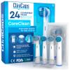 24 Electric Toothbrush Replacement Heads Compatible with Oral B Regular Bristles for Flawless Cleaning CliniCaps CoreClean Double Protection Aseptic Pouch and Protective Cap view 1