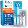 4 Electric Toothbrush Replacement Heads Compatible with Oral B Precise Bristles for Cleaning in Detail CliniCaps Pinpoint Double Protection Aseptic Pouch and Protective Cap