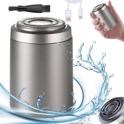 Electric Razor for Men, IPX7 Waterproof Electric Mini Shavers for Men, Rechargeable Waterproof Mini Electric Shaver, Double Head Razor, Wet & Dry Shaving Machine, Portable Razors (01#-Silver)
