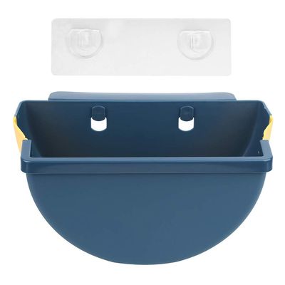 Hanging Folding Mini Trash Can, 8L Small Collapsible Garbage Bin, Wall Mounted Waste Bin for Kitchen Cabinet Bedroom Bathroom Door (Dark Blue)