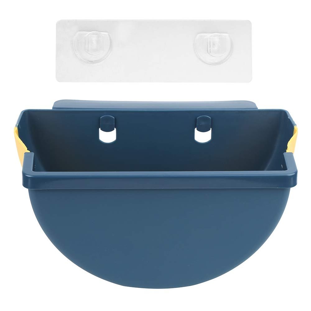 Hanging Folding Mini Trash Can, 8L Small Collapsible Garbage Bin, Wall Mounted Waste Bin for Kitchen Cabinet Bedroom Bathroom Door (Dark Blue)