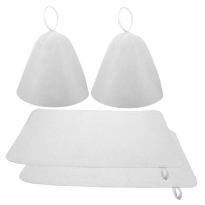 AUTSUPPL 2sets Felt Sauna Hat Set and Floor Cushion for Steam Sauna Bath Water Absorption Heat Insulation