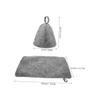 Baluue 2sets Felt Sauna Hat Grey Comfortable Shower Cap Absorbent Felt Mat Set for Home Hotel Public Bath Sauna Accessories view 2
