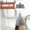 Baluue 2sets Felt Sauna Hat Grey Comfortable Shower Cap Absorbent Felt Mat Set for Home Hotel Public Bath Sauna Accessories view 3